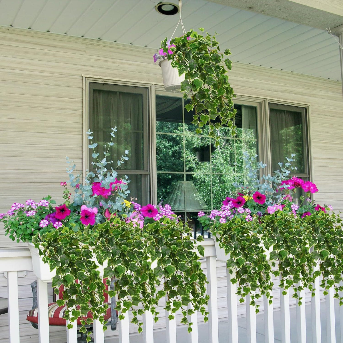 Hollyone 2pcs Artificial Hanging Plants 24" Fake Ivy Vine Faux Ivy Leaves Hanging Plant Greenery for Wall House Room Patio Indoor Outdoor Home Shelf Office Wedding Decor