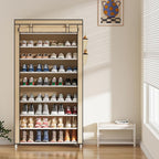 Laiensia 9-Tier Shoe Rack ，Space Saving Shoe Storage Organizer Non-Woven Cover Shoe Shelf Holds 36-45 Pairs for Bedroom, Hallway, Entryway, Beige