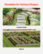 VEVOR Steel Landscape Edging, 5 Packs 39 x 4 in Rust-Resistant Metal Landscape Edging, Bendable Garden Edging Border, Heavy Duty Lawn Edging, Easy-to-Install, Flower Bed Yard Pathway Divider Dark Gray