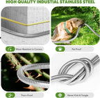 Garden Hose 150ft, Metal Stainless Steel Water Hose with 10 Function Nozzle Flexible, Lightweight, Kink-Free, Pet Proof, Puncture Proof Hose for Yard, Outdoor
