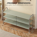 Shoe Rack 3 Tier Long Storage Organizer Wide Metal Shoe Shelf for Closet Entryway Grey