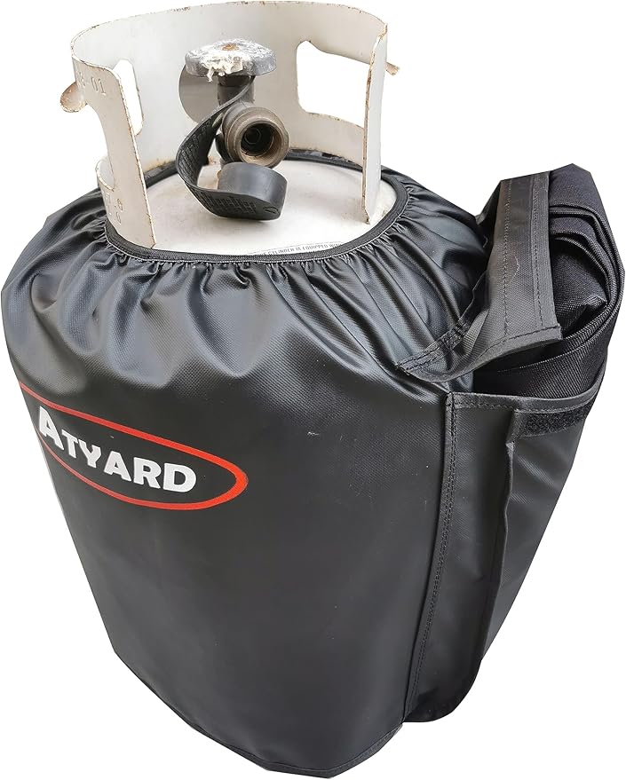 ATYARD Heavy Duty Propane Tank Cover Fits Standard 20 lb Tank Cylinder, UV and Weather Resistant , with Storage Pocket Black