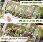 S AFSTAR Raised Garden Bed with Cover, 6FT x 3FT x 3FT Galvanized Bottomless Garden Bed with Greenhouse, Dual 2-Tier Roll-Up Windows, Easy Venting & Watering, Outdoor Metal Planter Box Kit with Cover