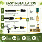 High Pressure Hose Nozzle Metal Fits US Garden Hoses with 3 Spray Modes