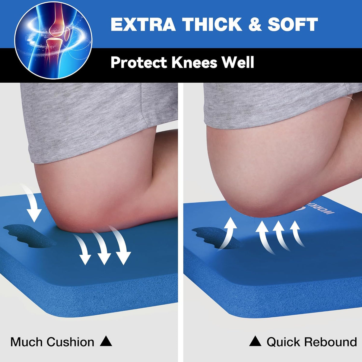 WORKPRO Extra Thick Kneeling Pad, Soft Foam Cushioning for Knee, Large Foam Kneeler Mat for Gardening, Bathing Baby, Workout Supplies, 17.5 x 11 x 1.5 in, Blue