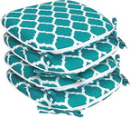 SleepMan Outdoor 17"x16" Chair Cushions with Ties Set of 4, Water Resistant All Weather U-Shape Seat Pads for Patio Garden Furniture Indoor Fade Resistant Patio Cushions (Aqua Plaid)