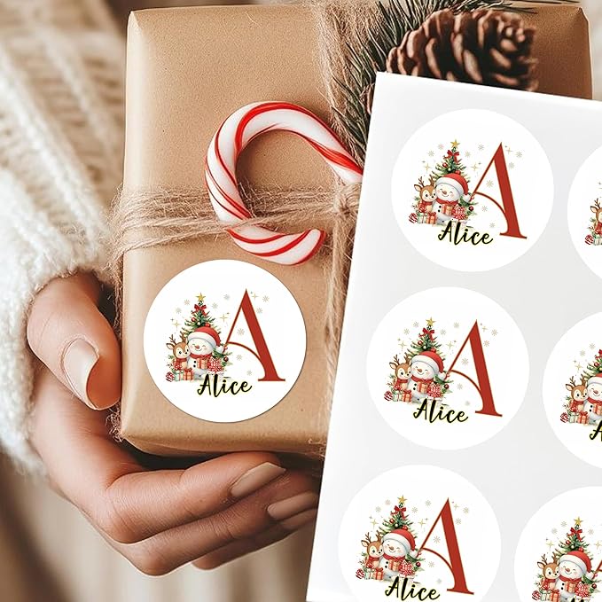 Personalized Christmas Stickers - Custom Name Waterproof Christmas Gift Tags for Gift Box Xmas Holiday Decorations Party Favors - 30 Stickers (Snowman)