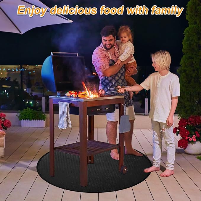 36'' Fire Pit Mat for Solo Stove Bonfire, Round Grill Mats for Outdoor Grill Fireproof Waterproof BBQ Grill Mat for Solo Stove Accessories, Grill Matt for Outdoor Grill Deck Protector