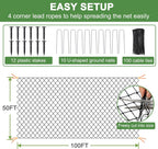 Bird Netting - 50’ x 100’ Garden Net with 1” Square Mesh Protect Fruit Trees from Poultry and Deer, Heavy Duty Garden Netting as Fruit Net, Aviary Netting for Farm, Orchard