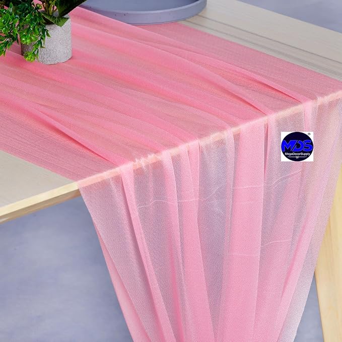 MDS Halloween Chiffon Table Runner - 12 Pack, 29 x 170 Inches, 14ft Each - Sheer Spooky Table Runners for Haunted House Parties, Trick-or-Treat Tables, Witchy Décor, Wedding & Events - Coral