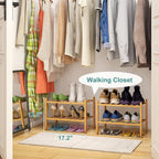 Small Shoe Rack, 2-Tier Shoe Rack for Entryway, Bamboo Wood Shoe Shelf for Closet & Hallway, Long 17.2IN | Beautiful | Functional | Sturdy | Durable