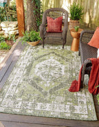 Unique Loom Outdoor Traditional Collection Area Rug - Valeria (6' 1" x 9' Rectangle, Green/ Light Green)