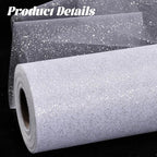 Glitter Tulle Rolls 6” by 50 Yards Sparkle Tulle Fabric Ribbon Sequin Tulle Netting Rolls for DIY Tutu Skirt Wedding Birthday Party Decoration (White/Color)