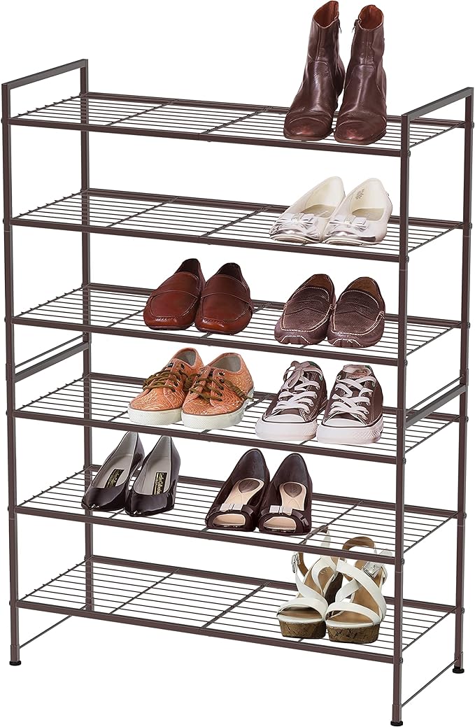 SIMPLE HOUSEWARE 3-Tier Stackable Shoes Rack Storage Shelf, Bronze