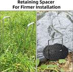 100 Pack 6 Inch Landscape Staples & 100pcs Fixing Gasket Sets, Garden Stakes Galvanized Steel Fabric Pins Heavy-Duty U Shape Sod Turf Pins for Ground Weed Fabric Barrier, Orchard, Yard, Tents