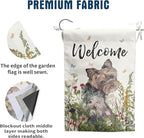 Floral Yorkie Garden Flag Spring Summer Yard Flag Flower Yorkshire Terrier Dog Garden Flags for Outside Small Outdoor Welcome Flags 12x18 Double Sided