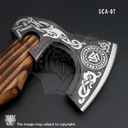 SHINY CRAFTS® Handcrafted Decorative Viking Axe with Leather-Wrapped Handle & Sheath – Engraved Blade – Ceremonial Collectible Gift for Men, Warriors, History Buffs, Cosplay & Display (VBA-07)