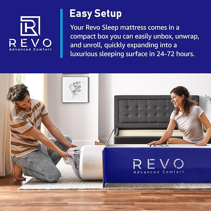REVO Sleep Gel Memory Foam Mattress, 10-Inch California King – Cooling Gel Foam Mattress with Supportive Pressure Relief and Breathable Comfort – Deep, Restorative Sleep