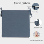 Sunbrella Outdoor Patio Chair Cushions Set of 4, Water-Resistant Stain-Resistant Weather Resistant Patio Seat Cushions Pad with Adjustable Straps,20"x20"x3.1",Sunbrella Spectrum Denim