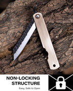 Dispatch EDC Pocket Knife, 2.8" Full Panel Plain Edge Blade Folding Knife with 7Cr13Mov Black Stonewashed Forged Blade & Red Bronze Electroplated Handle, Includes Black PU Sheath