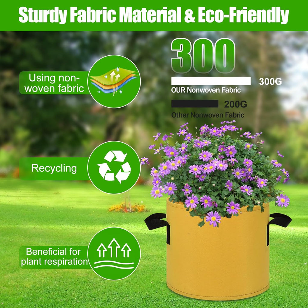 6-Pack Fabric Grow Bags 7 Gallon – Colorful 300G Thickened Nonwoven Planter Pots with Sturdy Handles, Breathable Garden Bags for Vegetables, Potato, Flowers