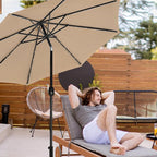 HealSmart 7.5ft Patio Umbrella with Push Button Tilt/Crank, Outdoor Table Market Yard Umbrella, 6 Sturdy Ribs for Garden, Deck, Backyard, Pool