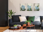Arjun Blue Flower Wall Art Canvas Rustic Green Botanical Floral Bloosom Wildflower Vintage Grey for Bathroom Living Room Bedroom Dinning Room Kitchen Home Office Wall Decor, 12"x16"x3 Panels