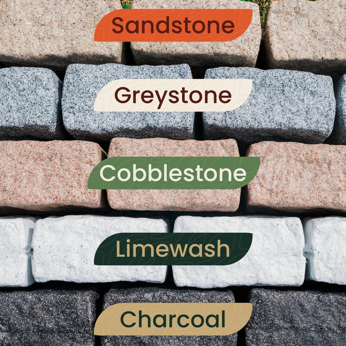Beuta Landscape Edging | Garden Edging Border | Faux Stone Blocks for Lawn Edging, Flower Beds & Yard Edging – 10 Pack | Each Section Has 6 Blocks 48" L x 4" W x 6.5" H | 20 Spikes | Limewash