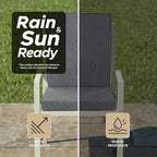 Outdoor Chair Cushions, Water-Resistant & Fade-Resistant, Patio Furniture Lawn Dining Chair Seat Replacement with Mid Back, Ties Zipper, Removable Cover, 18 x 16.5 Inch, Set of 4, Dark Grey