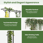 Moccha Garden Arbor, 6.8FT Metal Arbor Trellis for Climbing Plants, Roses, Vines, Outdoor Pergola with Trellises & Extended Roof, Garden Arch for Wedding Ceremony Decoration Lawn Patio Archway
