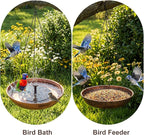 Edenseelake Hanging Bird Bath with Multii-Color Light Solar Powered Fountain for Outside, Metal Bird Feeder with Detachable Bowl for Outdoors Lawn Patio Yard Garden Decor