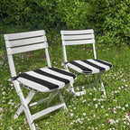 SleepMan Outdoor 17"x16" Chair Cushions with Ties Set of 8, Water Resistant All Weather U-Shape Seat Pads for Patio Garden Furniture Indoor Fade Resistant Patio Cushions (Black Stripe)