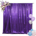 SquarePie Sequin Backdrop Less Transparent Background Sparkly Curtain for Wedding Halloween Party 6FT x 6FT Purple