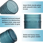 Hobnail Drinking Glasses Set of 6, Vintage Colored Glassware 14.5oz, Tall Beverage Glass Cups for Water, Juice, Cocktail (Blue)