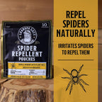 Grandpa Gus's Natural Spider Repellent Pouches, Peppermint and Lemongrass Oil Blend for Indoor Pest Control, Safe for Home, RV, Garage, Basement (10 Pouches)