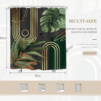 Glawry Dark Green Gold Boho Mid Century Shower Curtain Extra Long Abstract Minimalist Tropical Modern Geometric Leaf Bathroom Simple 72Wx84L Inches Bath Accessories Art Home Decor Fabric 12 Pack Hook