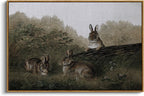 InSimSea Framed Wall Art for Living Room Three Rabbits with Vintage Wall Art Decor Animal Landscape Oil Painting Colorful Multicolor for Living Room Bedroom Office Wall Decor 24x36in