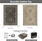 Waterproof Outdoor Rug 5x8 ft, Reversible Plastic Straw Mat, Large Floor Mat for Patio, Camping, Picnic, Backyard RV, Deck, Black