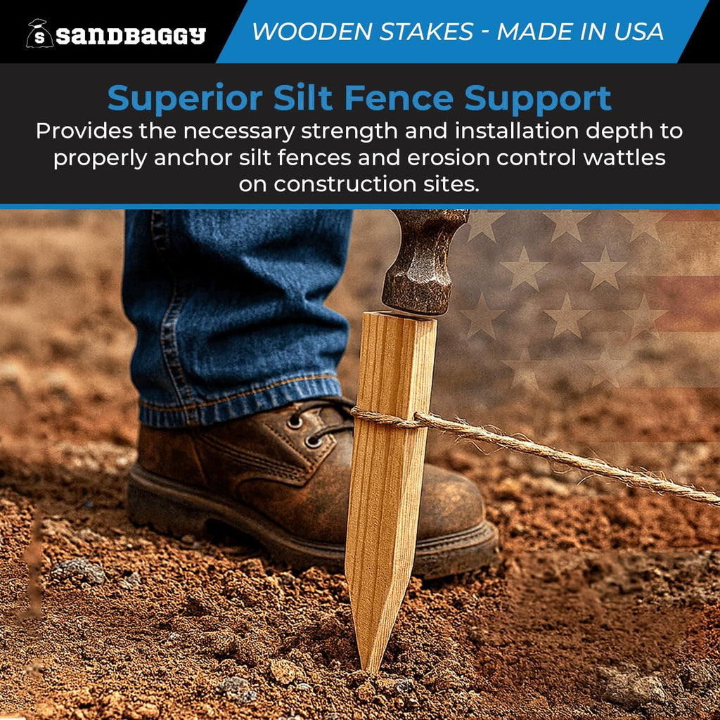 Sandbaggy 3 Ft Wood Stakes (1" X 3" X 36") - Made in The USA - 3" Extra Wide Stakes for Concrete Forms, Garden, Yard, Grading, Survey, Plants, Signs (Douglas Fir Wood, 1250)