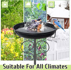 40In Bird Baths for Outdoors, Metal Birdbath Birdfeeder with Heavy Duty 5 Prong Stake, Vintage Detachable Bird Bath Water Feeder Bowl for Garden Yard Lawn Decor Black