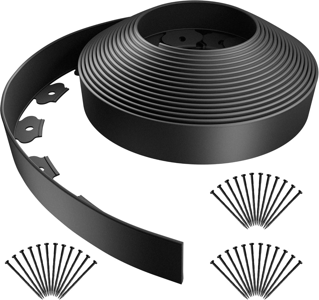AGTEK Garden Edging 40FT Landscape Edging Kit 2 Inch Height Plastic Garden Border No Dig Lawn Border for Yard Flower Bed with 36 Stakes