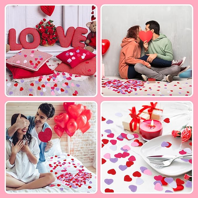 MARFOREVER Valentine's Day Felt Hearts Confetti, Heart Decorations Foam Confetti for Wedding, Mother's Day Supplies - Romantic Heart Shape Balls Sprinkles