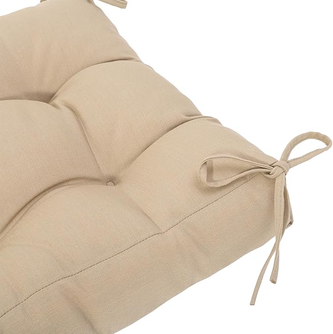 QILLOWAY Outdoor Chair Cushion for Patio Furniture, Waterproof Patio Cushions Set of 4 with Ties, Fade Resistant Replacement Pads for Outdoor Rocking Chairs,Beige,Sand,Camel
