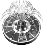 SZMP Solar Fountain Upgraded 100% Glass Panel, 3.5W Floating Solar Powered Water Pump Built-in 2000 Battery with 7 Nozzle & 4 Fixer, Solar Bird Bath Fountains for Garden, Pond, Outdoor