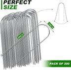Tandefio 200 Pack Drip Irrigation Tubing Stakes 6 Inch Garden Pins Landscape Staples Securing Pegs Galvanized Lawn Yard U Pegs for Hose, Chicken Wire, Weed Barrier Fabric, Dog Fence