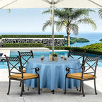 Outdoor Tablecloth Wrinkle-Free Stain Resistant Waterproof Polyester Fabric Table Cover with Zipper Umbrella Hole for Picnic/Party/Dinner/Patio Garden(60inch Round,Zippered,Water Blue)
