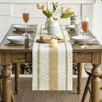 Artoid Mode Burlap Brown Farmhouse Woven Rustic Table Runner, Seasonal Holiday Hollow Kitchen Dining Table Decoration for Home Party Decor 12x120 Inch