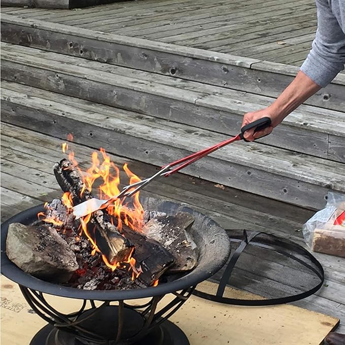 BBQ Croc 3 in 1 Barbecue Tool 26-inch - Extra Light and Super Long Heavy Duty Tongs, Spatula and Grill Scraper (Red) - Longest BBQ Tool Ever!