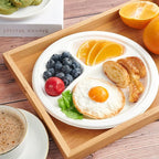 ECOLipak 150 Pack Compostable 3 Compartment Plates, Heavy-Duty Disposable Biodegradable Paper Plates, 8.85 inch Eco-Friendly Sugarcane Bagasse Divided Plates for Dinner