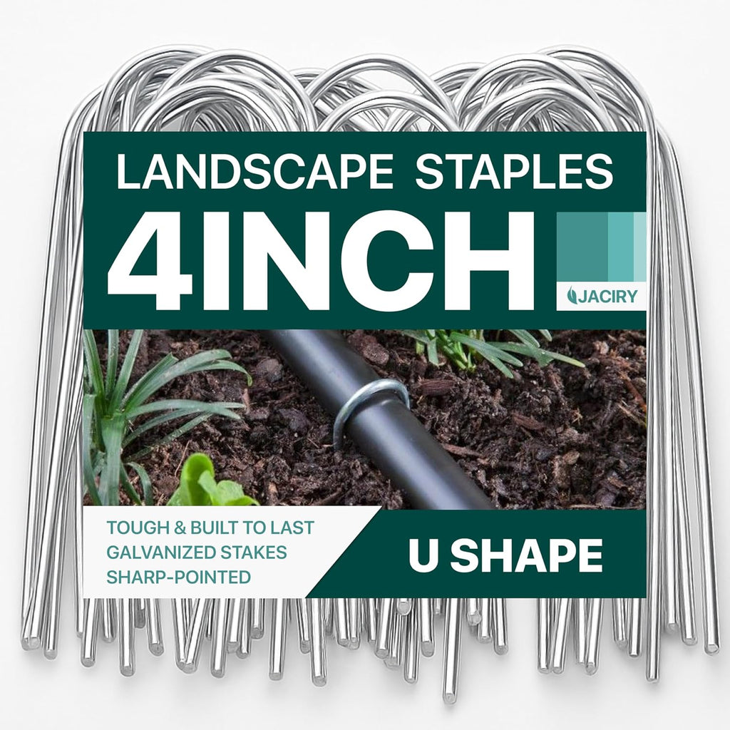 4 Inches Landscape Staples,Galvanized Garden Stakes Yard Stakes Garden Staples Prefect for Weed Barrier Fabric,11 Gauge Landscape pins for Tent,Balloons, Irrigation Tube. (U4 Inch 80 Pack)